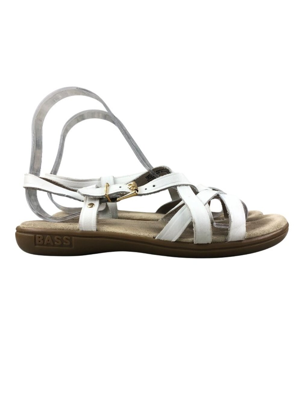GH Bass Women's Size 7M Sunjuns Margie White Leather Strappy Open Toe Sandals